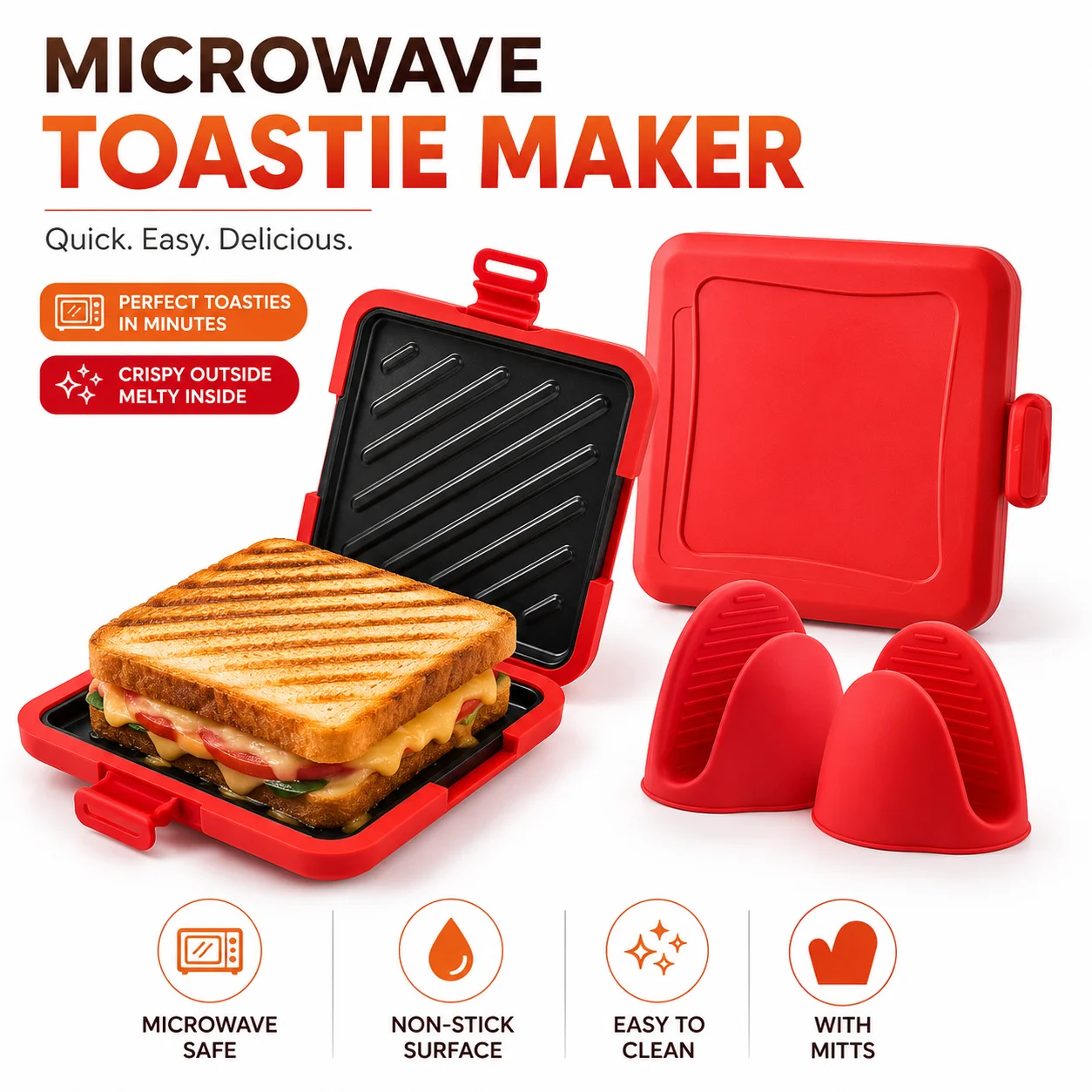 Breakfast Sandwich Maker - Microwave Sandwich Maker Non Stick Toastie