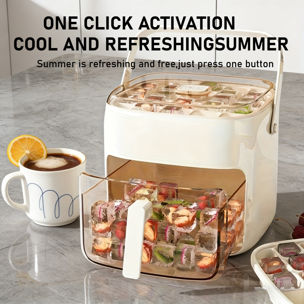 Kitchen Gadgets Essential - 48-Cube Ice Maker with Easy-Press Lid