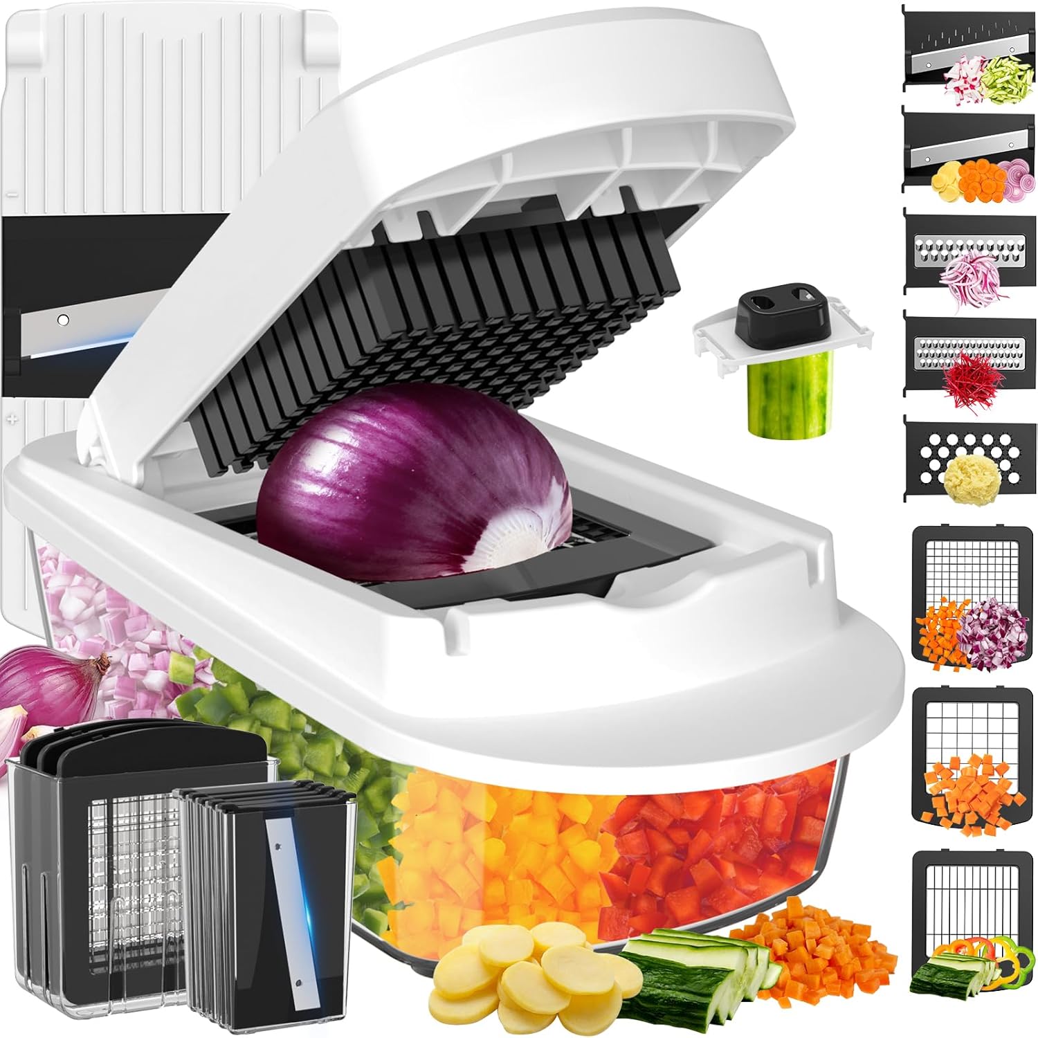 Kitchen Gadgets Essential - 8 Blade All-in-1 Vegetable Chopper Mandoline