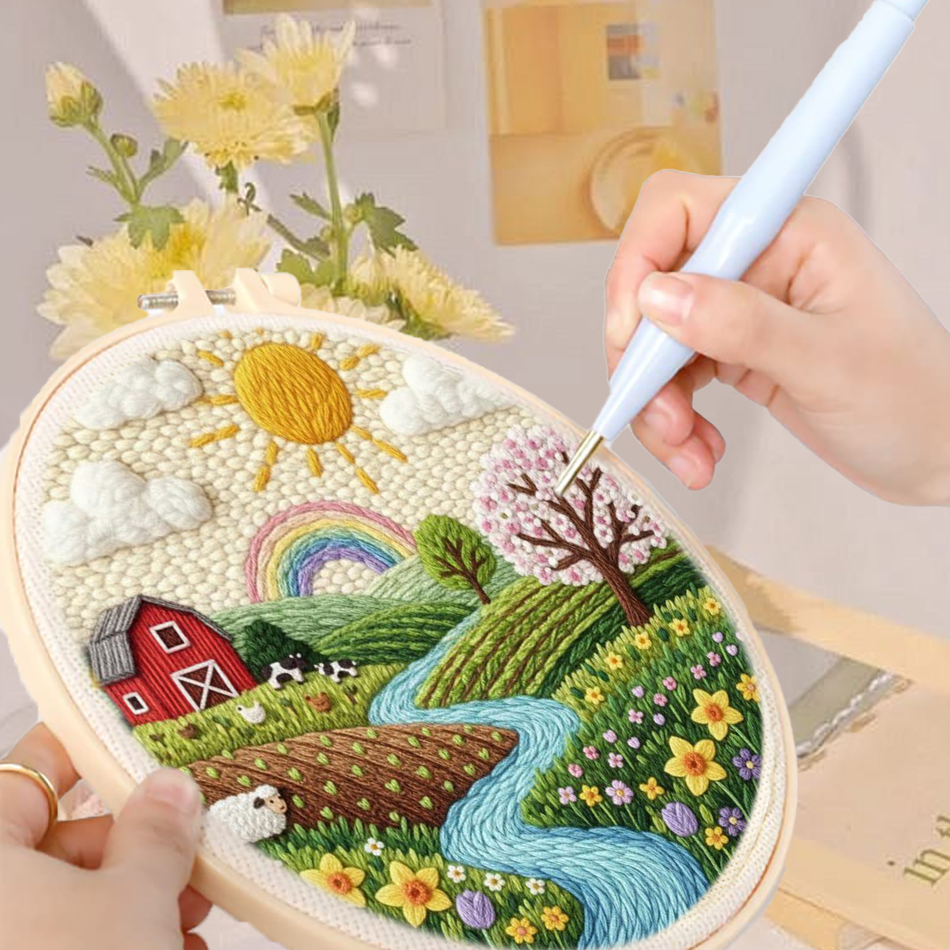 Kitchen Gadgets Crossword - 20x20cm Scenery Punch Needle Embroidery Starter