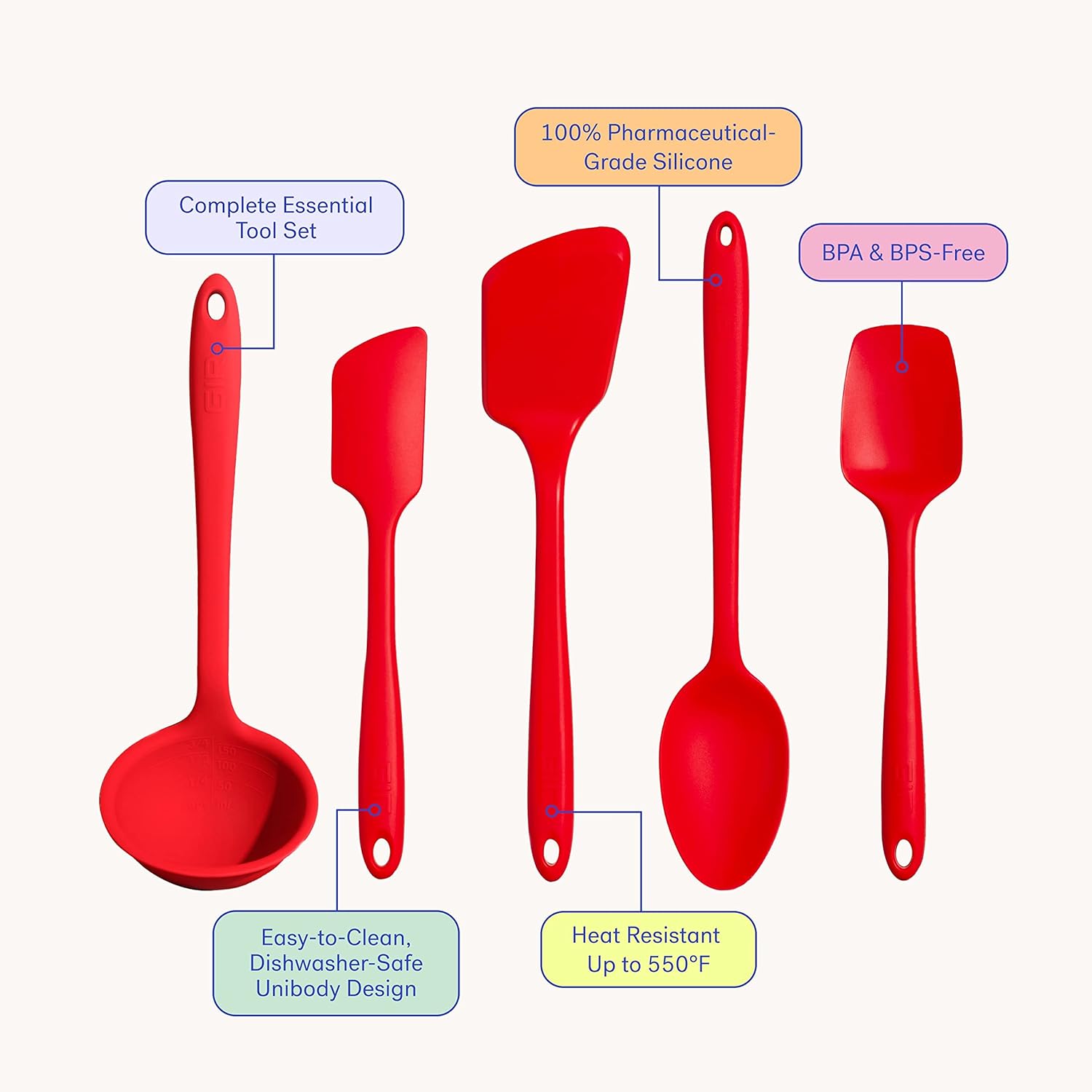 5-Piece Silicone Kitchen Utens - Silicone Spatula Set avis et prix