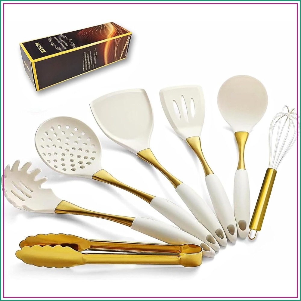 White Gold Silicone Cooking Ut - Silicone Spatula Set avis et prix