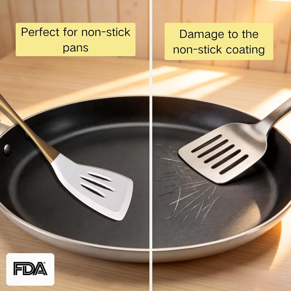 White Gold Silicone Cooking Ut - Silicone Spatula Set avis et prix