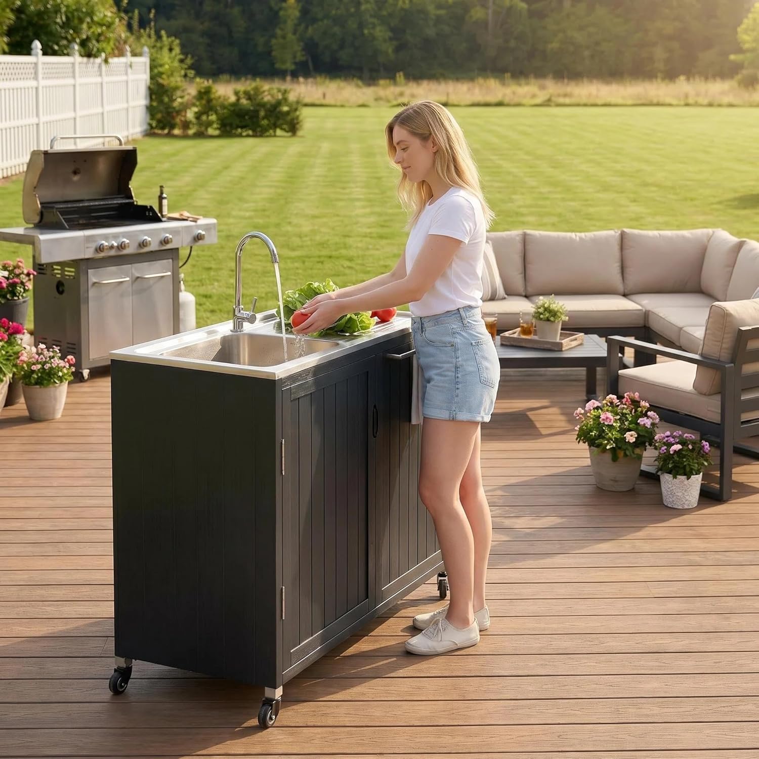 Outdoor Kitchen Island with 30 - Kitchen Gadgets Organizer avis et prix