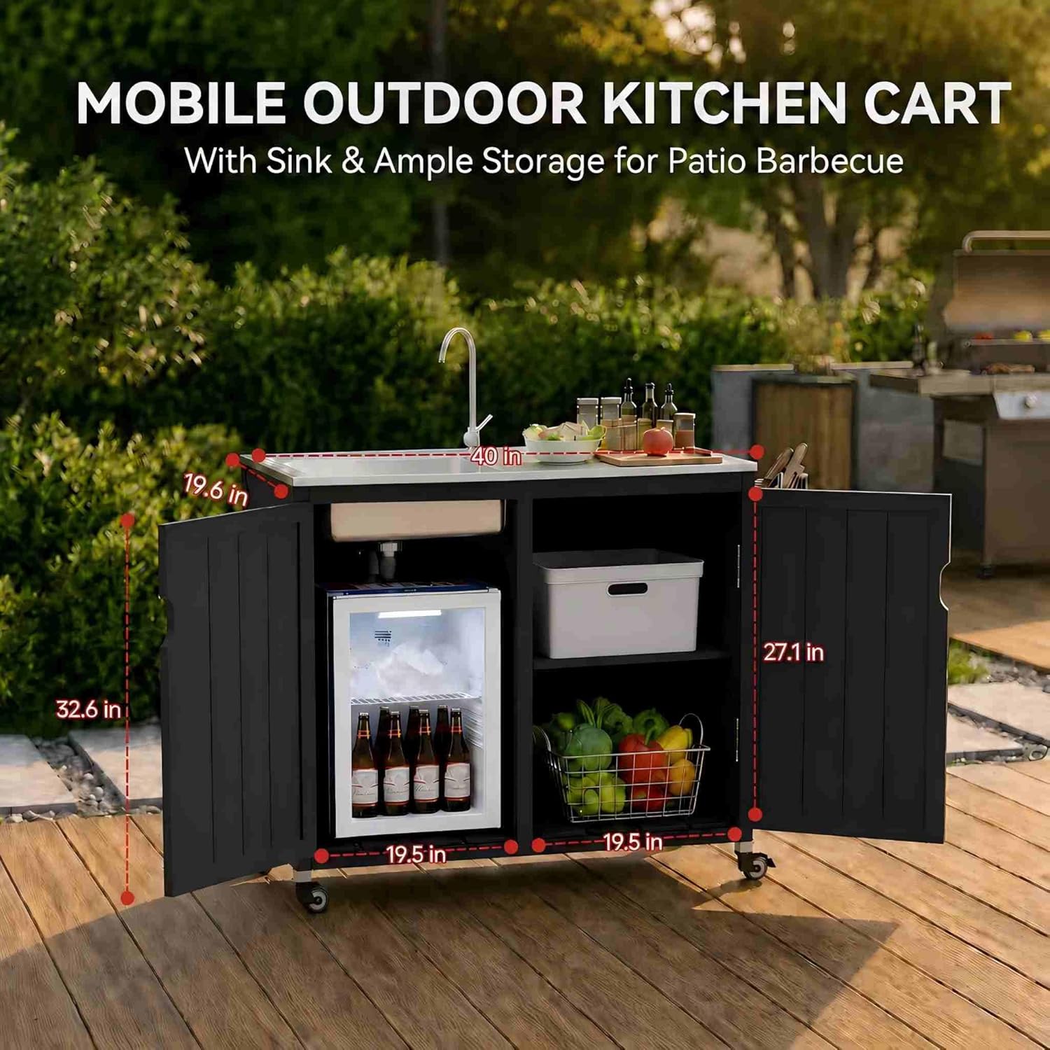 Outdoor Kitchen Island with 30 - Kitchen Gadgets Organizer avis et prix